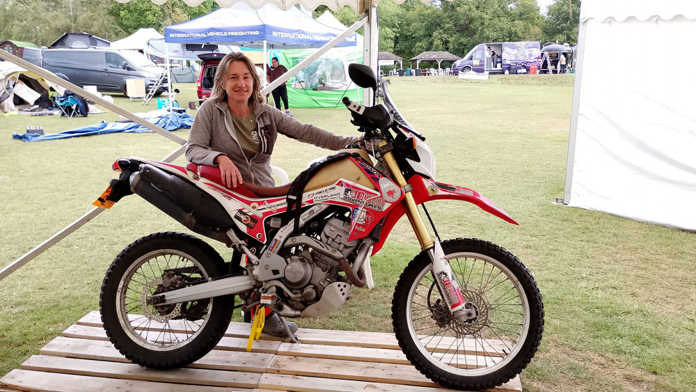 Steph Jeavons With Rhonda The Honda At The Overland Event 2025