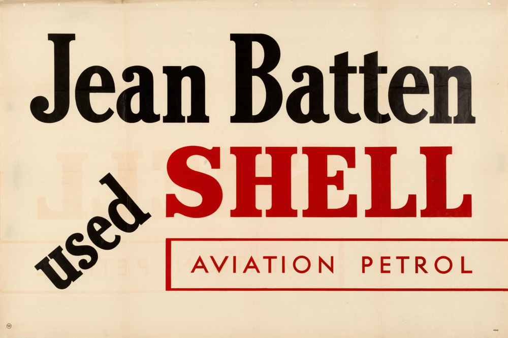 Shell poster number 492, Jean Batten used Shell Aviation petrol.