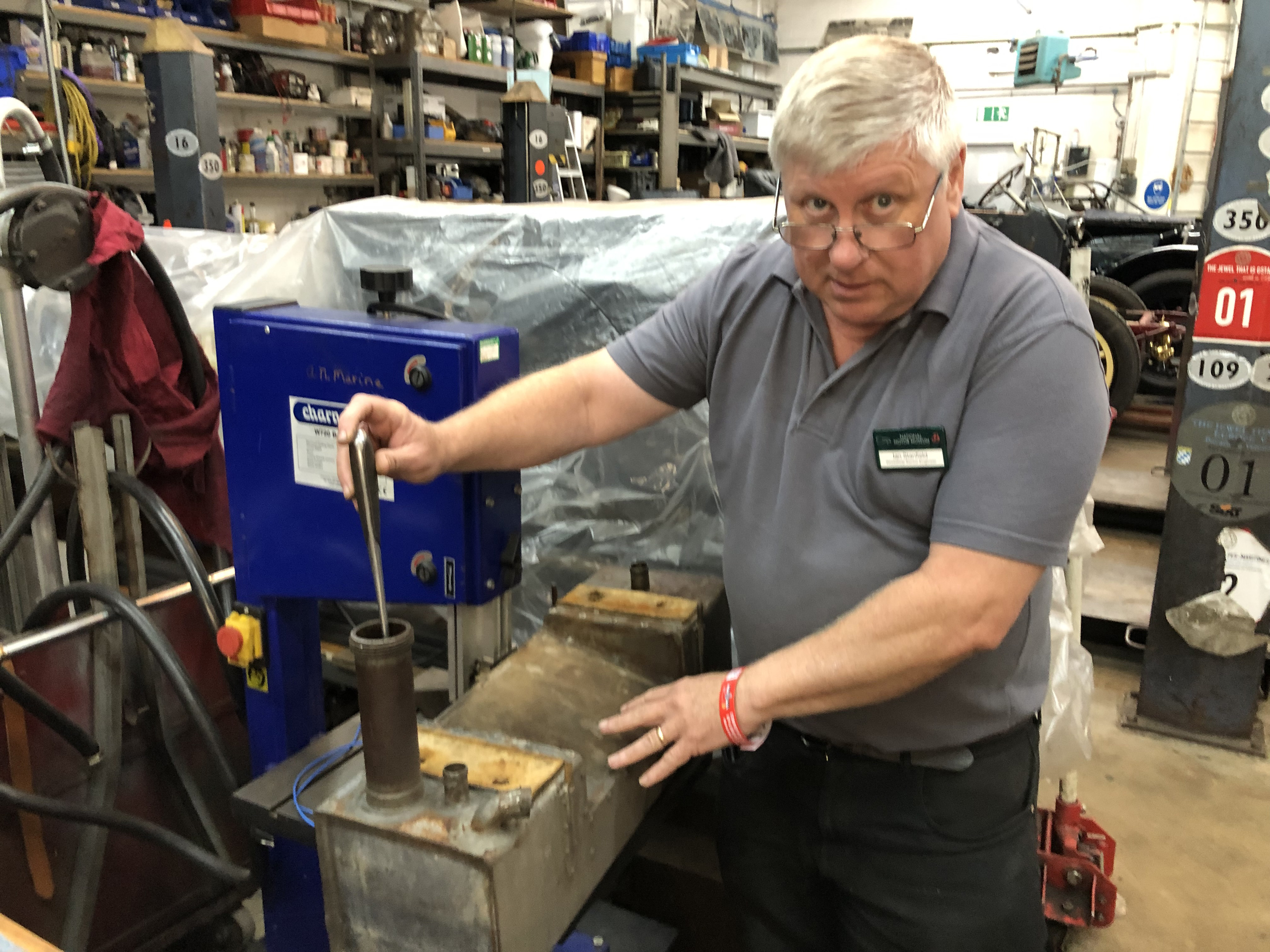 Ian Stanfield Shows How The Screwdriver Would Have Been Dropped Into The Sunbeam Oil Tank