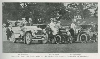 Three members of the Ladies Automobile Club at a motoring gymkhana