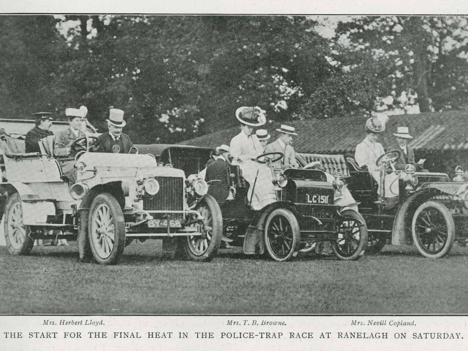 Three members of the Ladies Automobile Club at a motoring gymkhana