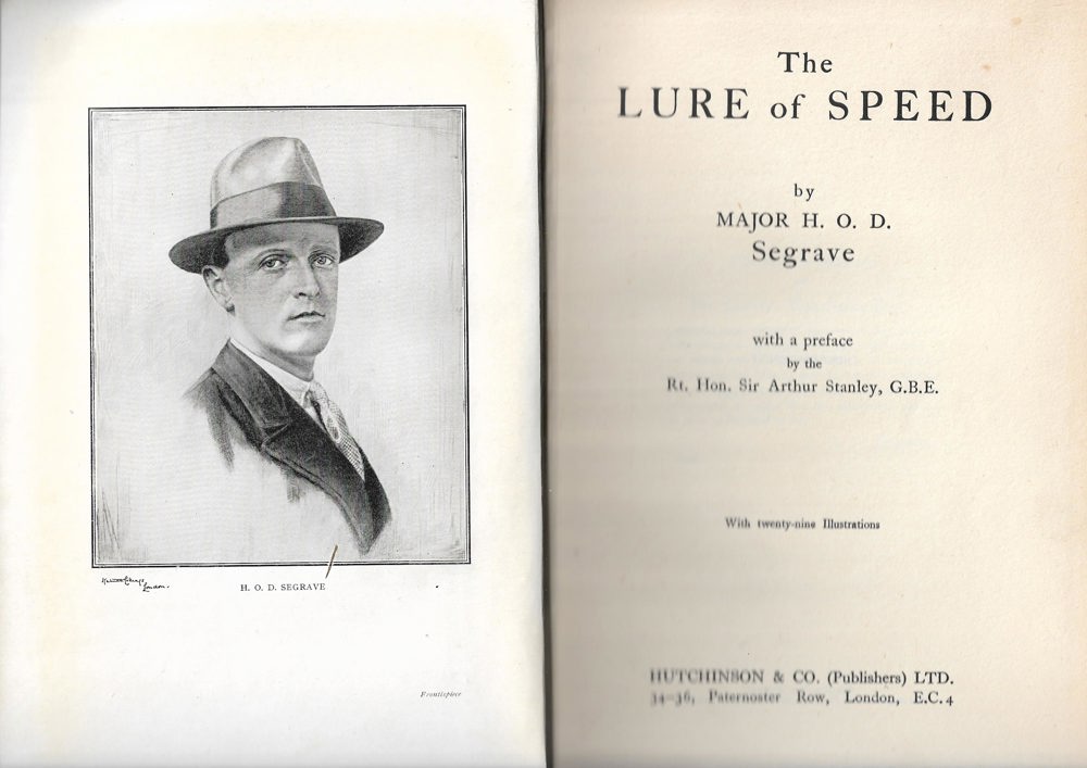 Frontispiece of the book 'Lure Of Speed' by Sir Henry Segrave