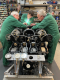 Senior Engineer Ian Stanfield (Left), Apprentice Aaron Burton And Volunteer Phil Hibbard Work On Sunbeam's Second Engine Ready For Testing