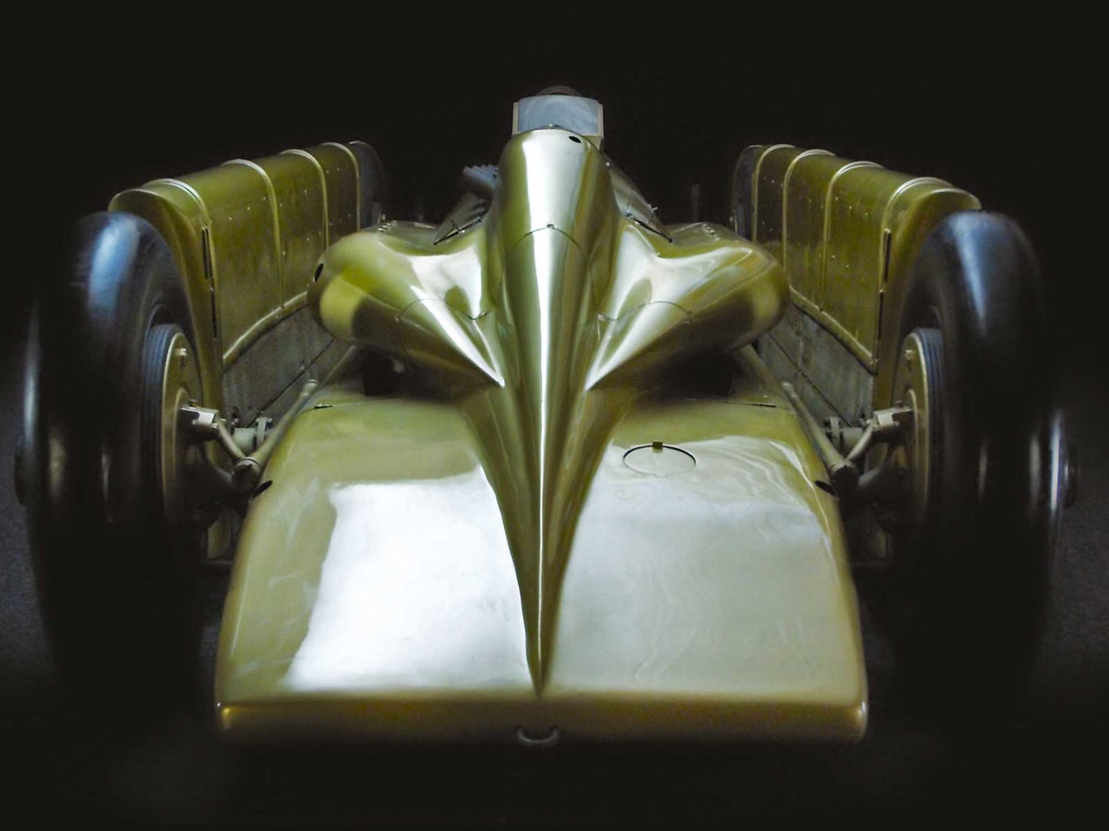 Front view of Land Speed Record breaker Golden Arrow