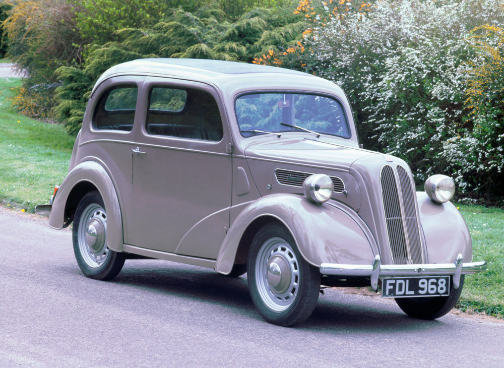A 1949 Ford Anglia E494A, registration FDL 968