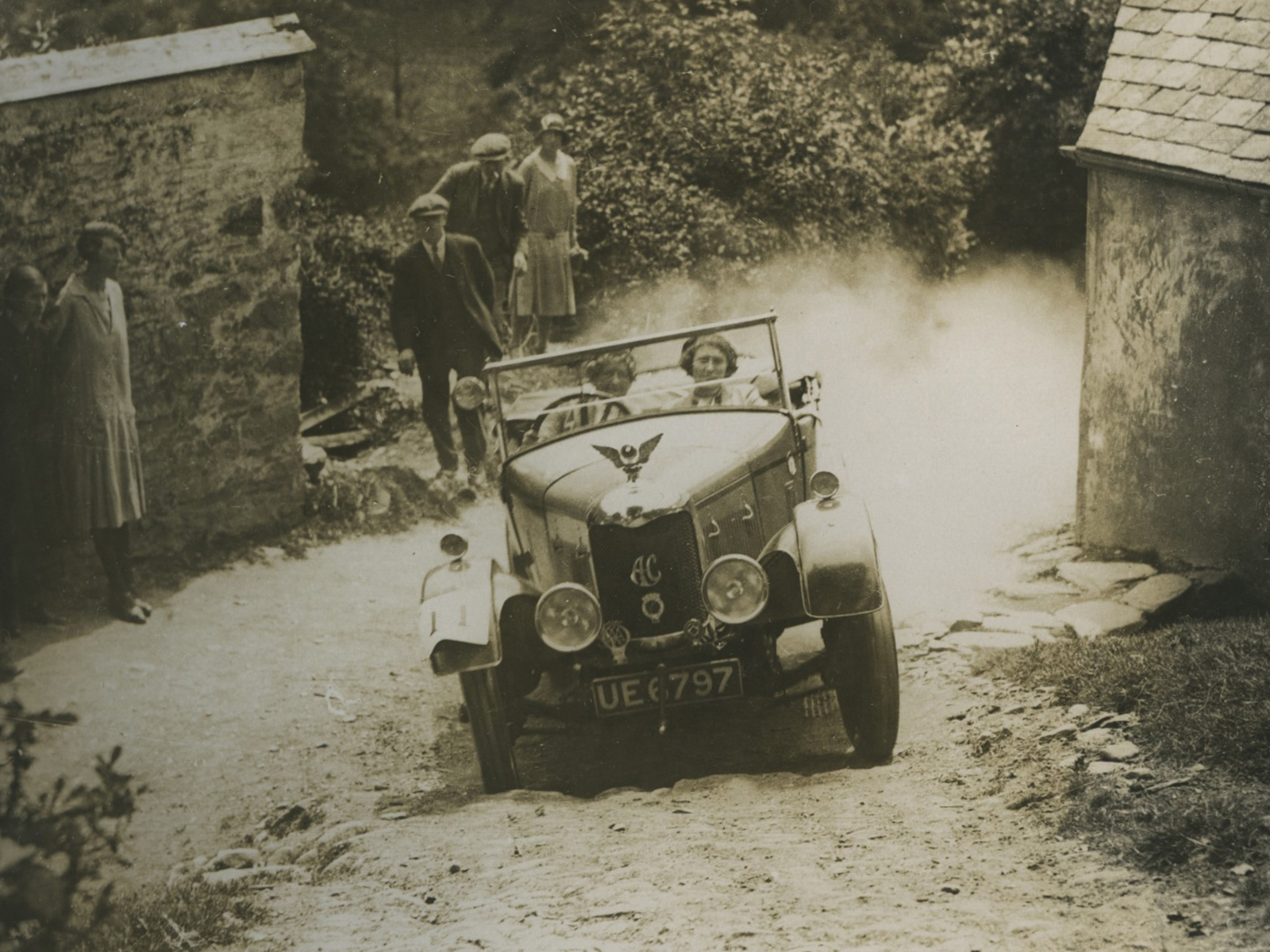 Lilian Roper driving her car during trials in 1930