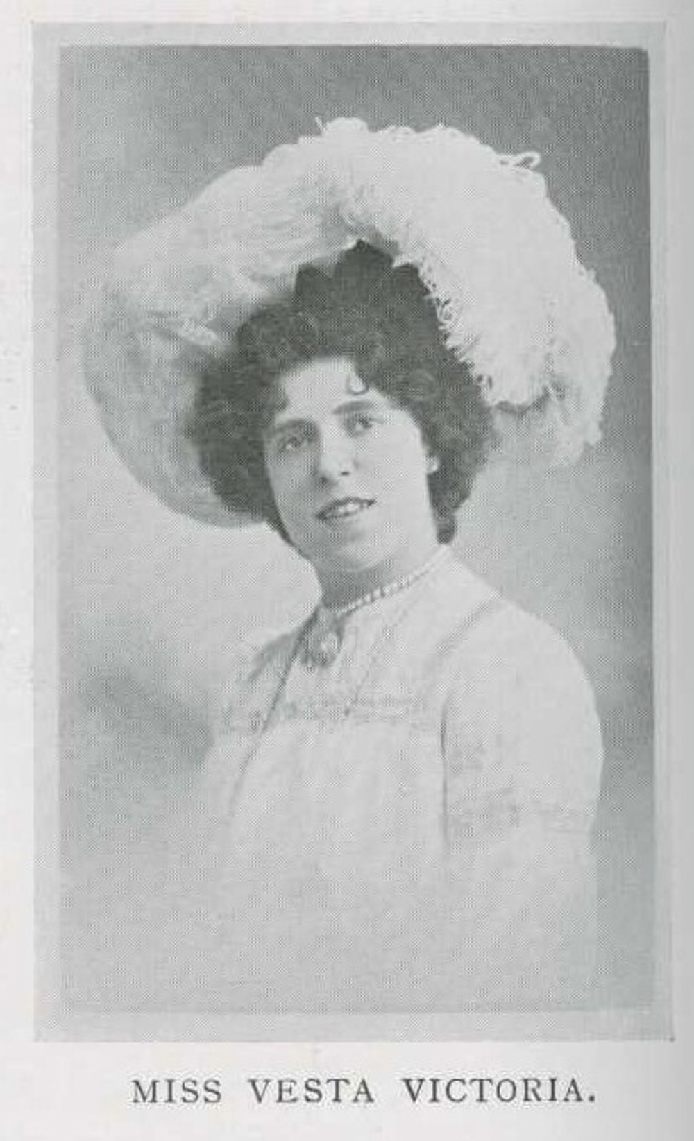 Photographic portrait of motorist Miss Vesta Victoria