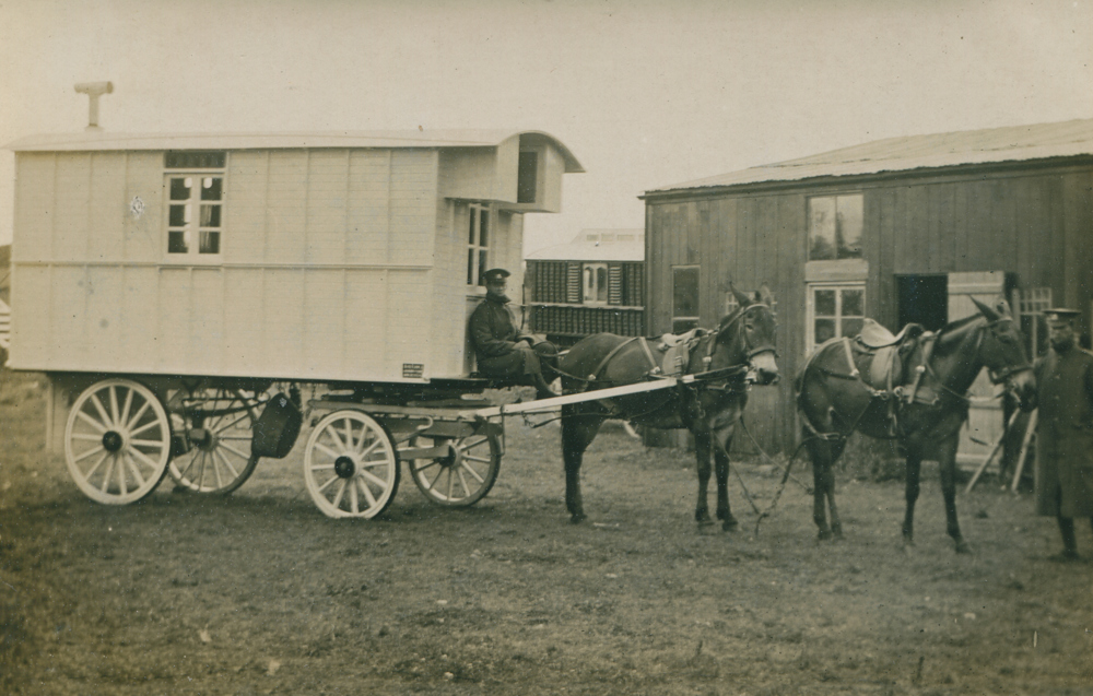 The Hutchings horse-drawn caravan being requisitioned by the military