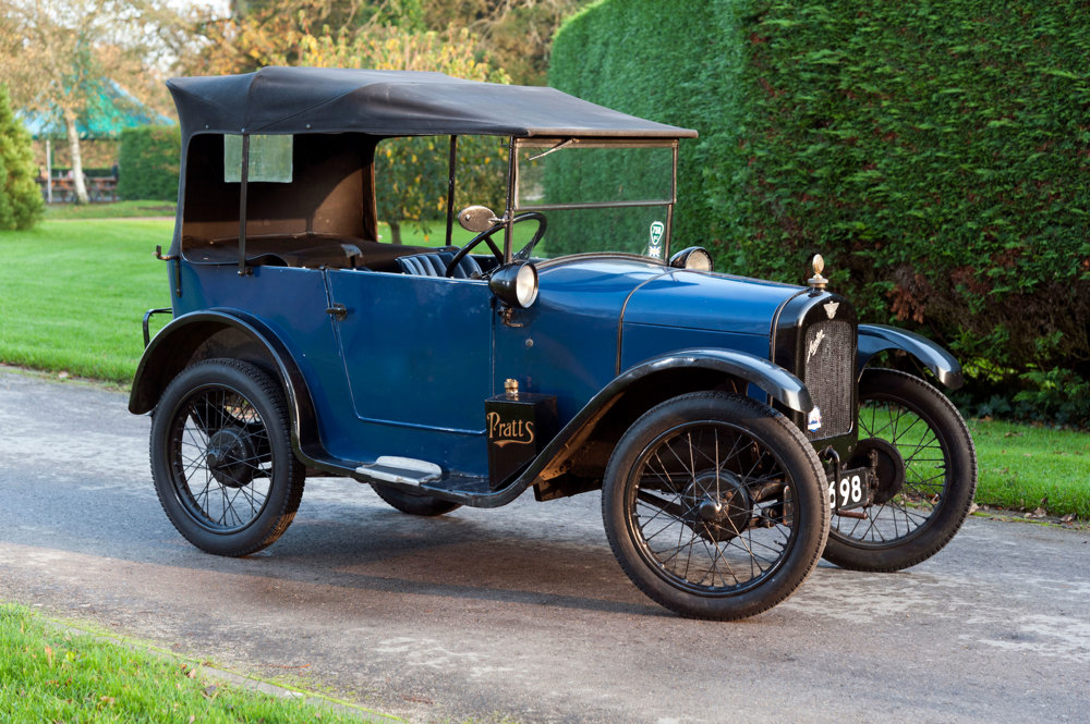 A 1928 Austin Seven Tourer vintage car in the grounds at Beaulieu